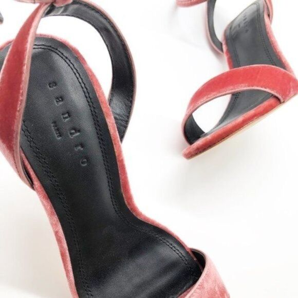 SANDRO Nina Rose Velvet Heeled Sandals  - Picture 3 of 8